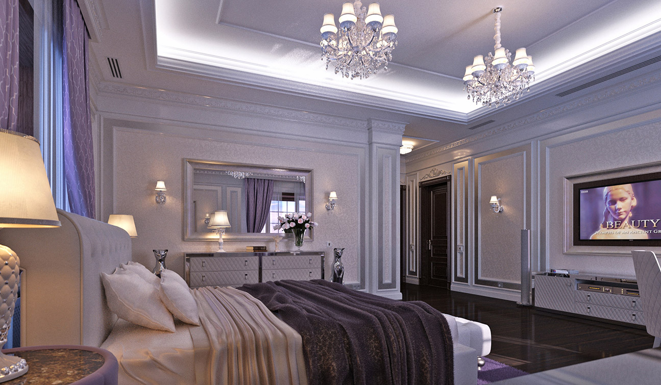 Bedroom Interior Design in Elegant Neoclassical Style - view #2