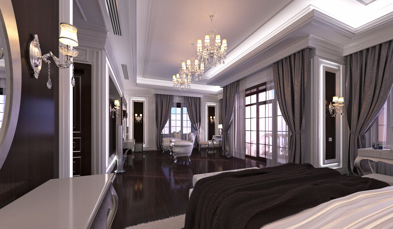 Гламурный интерьер спальни в роскошном Неоклассическом стиле - изображение № 4