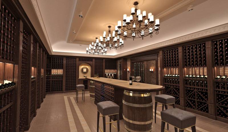 The Interior design of a wine cellar in the private house